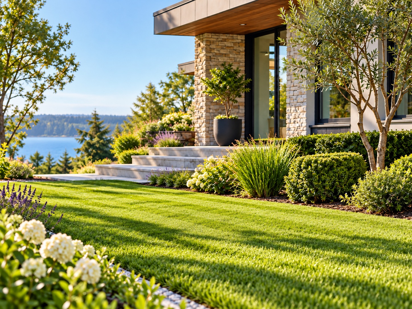 Well-kept lawn outside a home